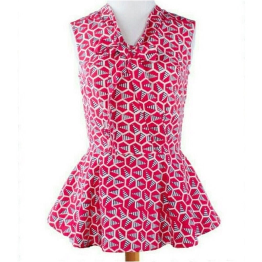Mata Traders - Geometric Shape Peplum Blouse